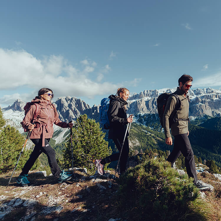 Gruppo di ragazzi che fa trekking in montagna