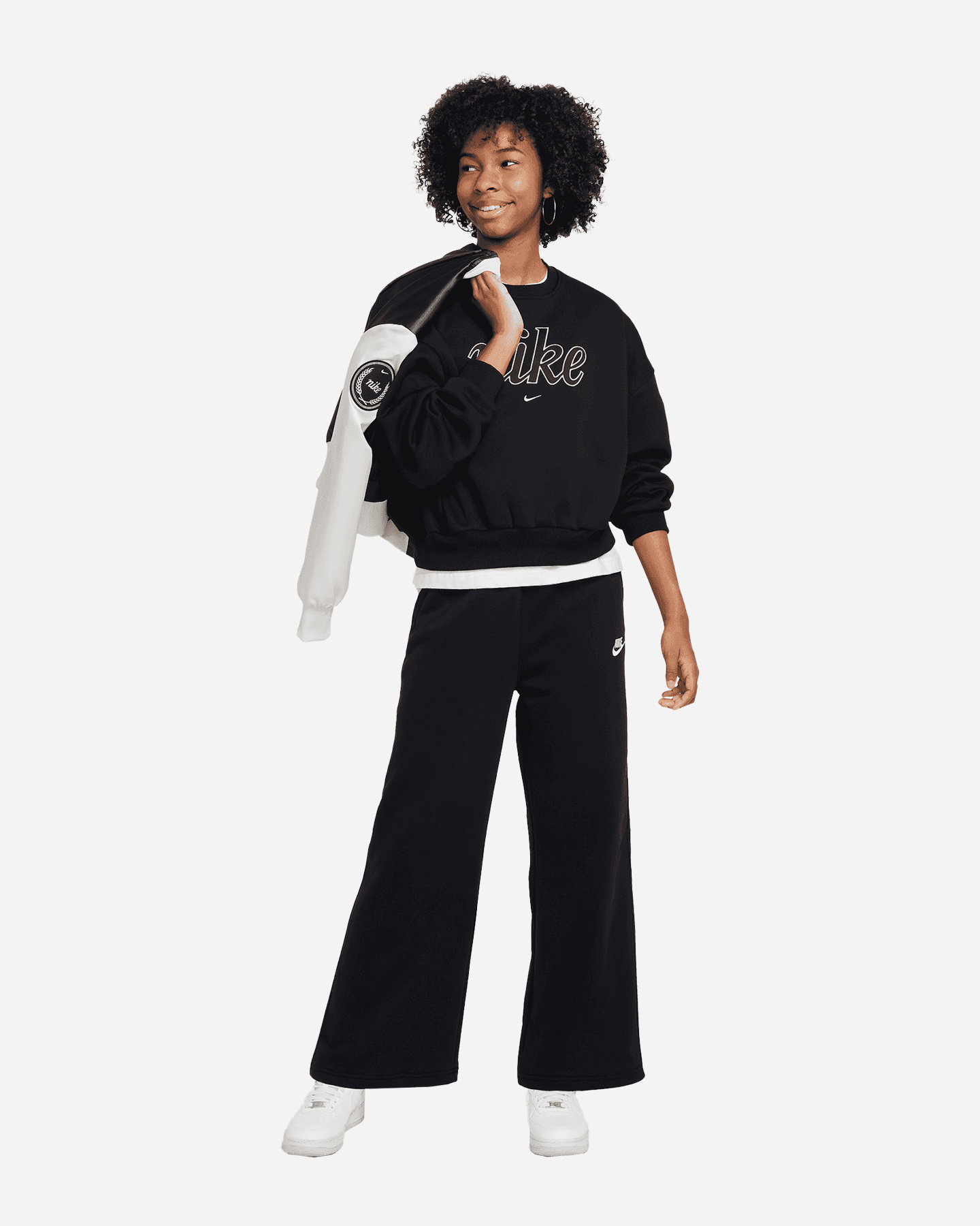 Pantalone NIKE CLUB WIDE LEG JR - Nero - 2 | Cisalfa Sport
