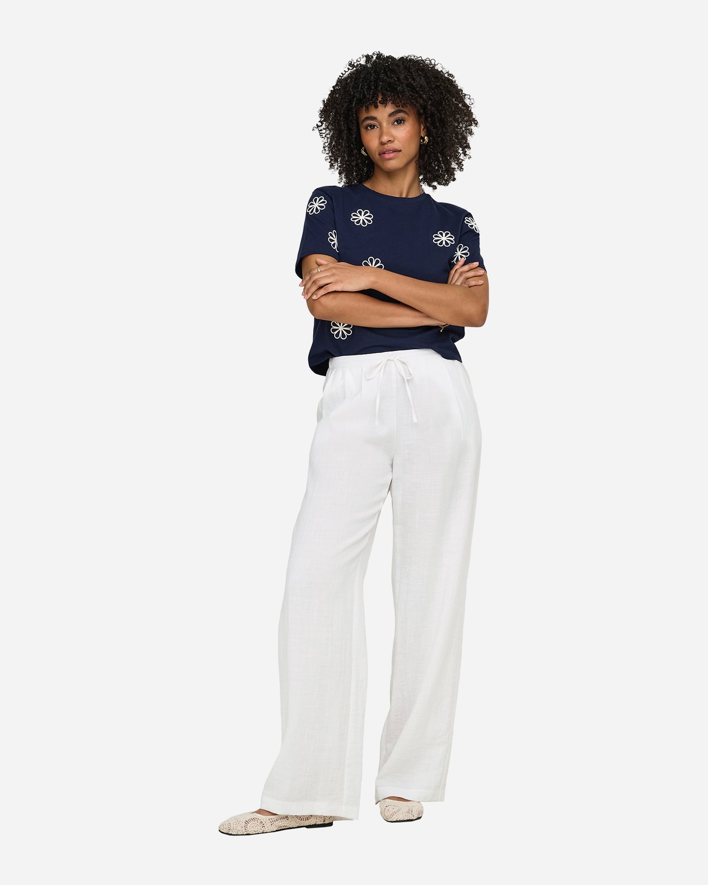 Pantalone ONLY ITA LINEN WIDE L32 W - Bianco - 3 | Cisalfa Sport