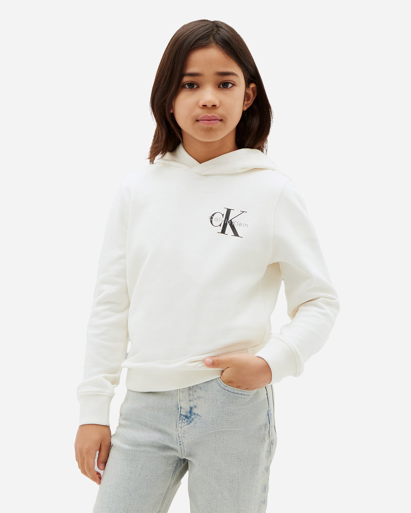 Felpa CALVIN KLEIN JEANS LOGO JR - Bianco - 1 | Cisalfa Sport